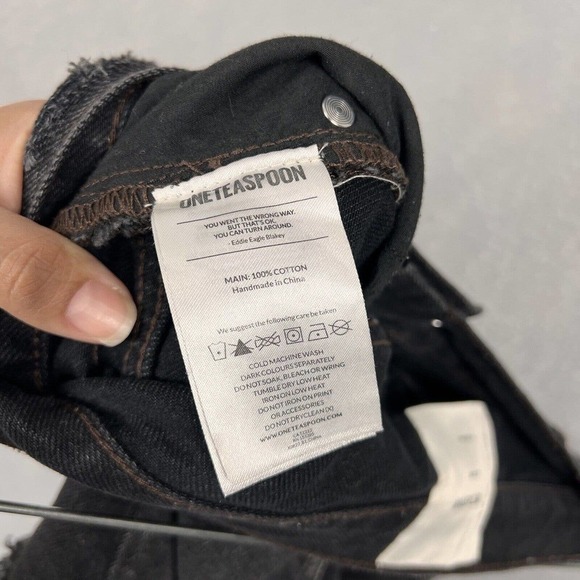 One Teaspoon Denim Skirt Size 30 Black 2020 Mini Distressed Raw Hem - Picture 12 of 12